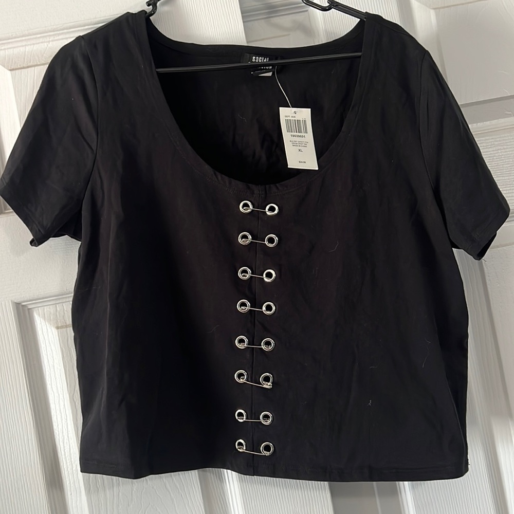 Corset style crop top.